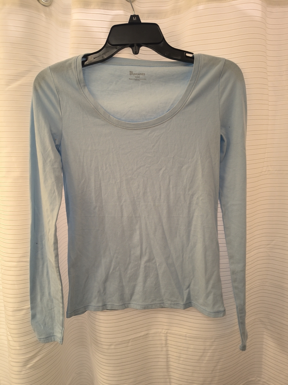 No Boundaries Pale Blue Scoop Neck Long-Sleeve Top